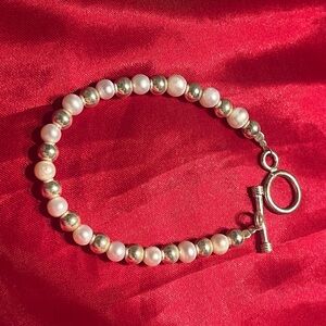 Silpada Pearl & Sterling Toggle Bracelet